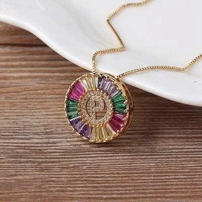 Initial Letter Colourful Women's Pendant Necklaces