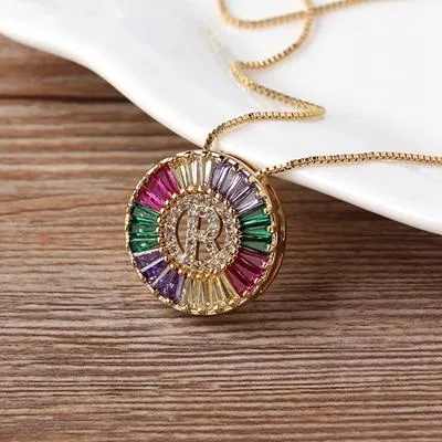 Initial Letter Colourful Women's Pendant Necklaces