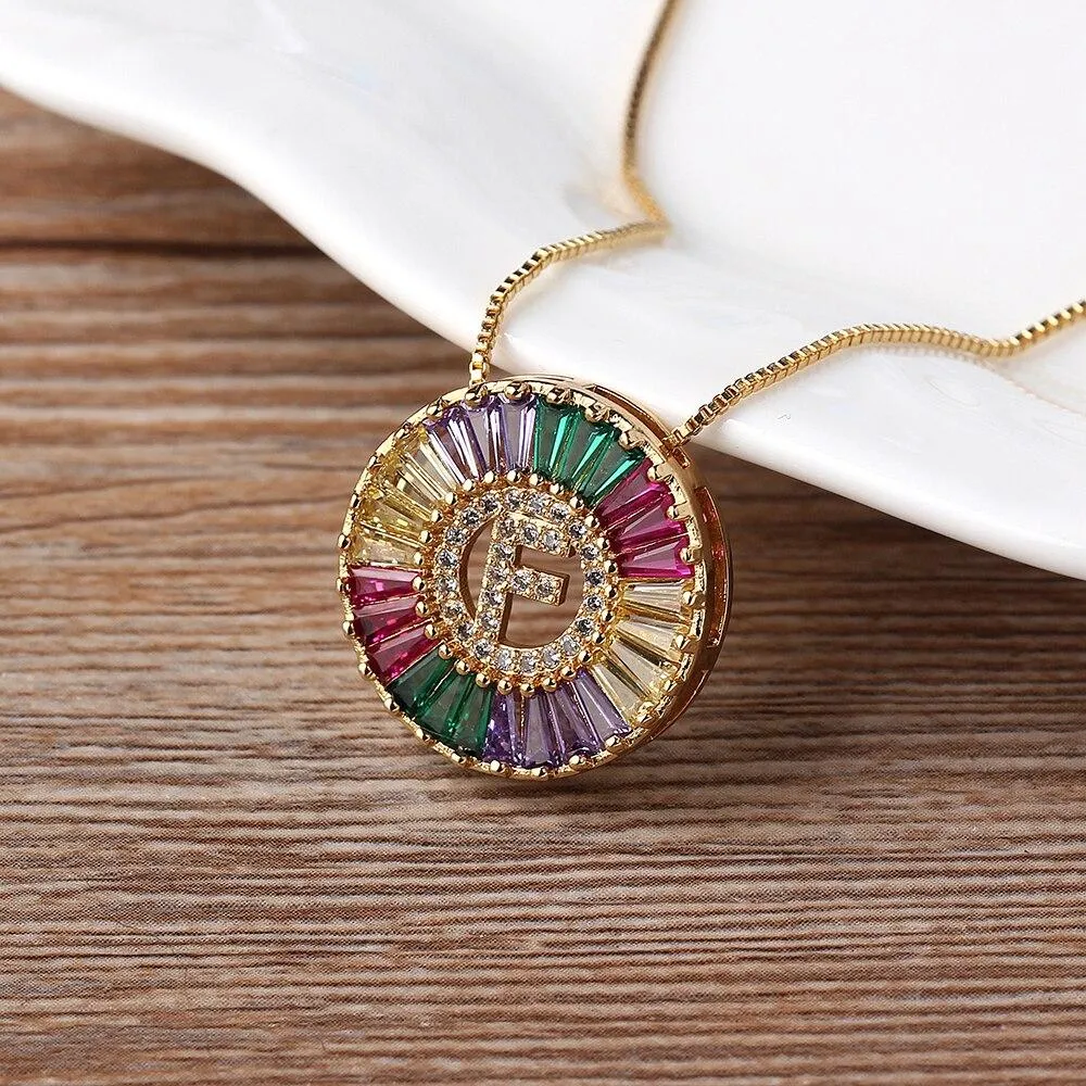 Initial Letter Colourful Women's Pendant Necklaces