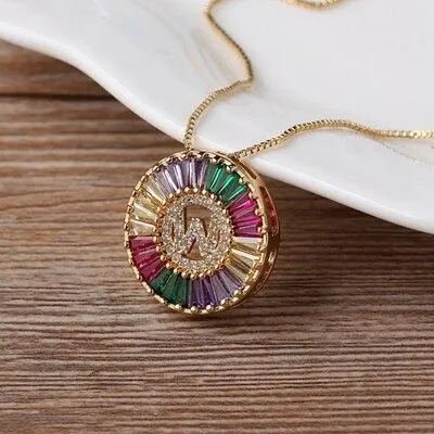 Initial Letter Colourful Women's Pendant Necklaces