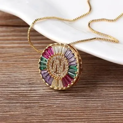 Initial Letter Colourful Women's Pendant Necklaces