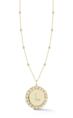 Initial Pearl Disk Necklace