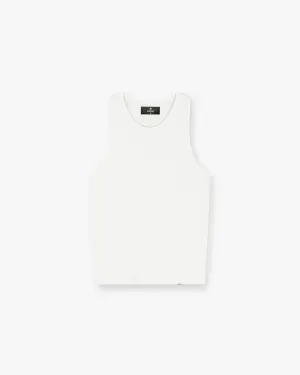 Initial Rib Vest - Flat White