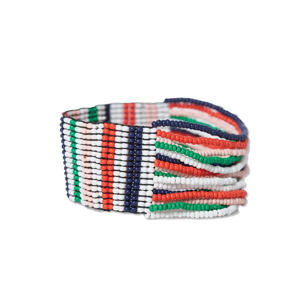 Ink   Alloy IA SBBR1101 Charlie vertical uniform stripes half woven beaded stretch bracelet