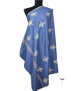 Ink Blue Pashmina Shawl With Sozni Embroidery 5795