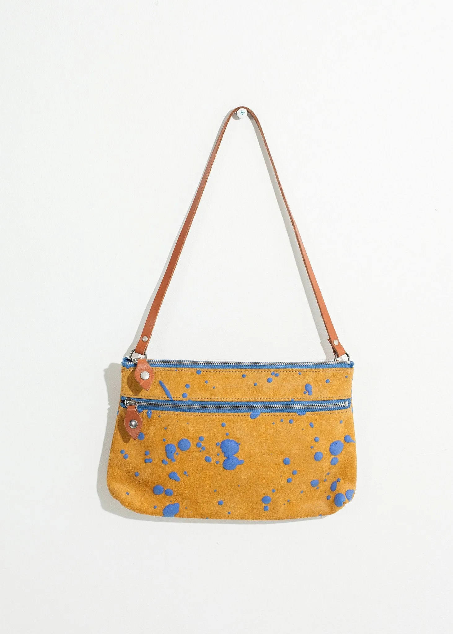 Ink Splatter Shoulder Bag in Mustard/Blue