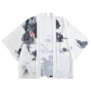 Ink Wash Painting Kimono Cardigan