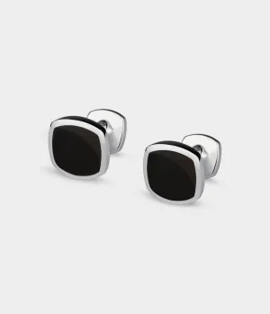 Inlaid Signet Cufflinks / Sterling Silver / Onyx