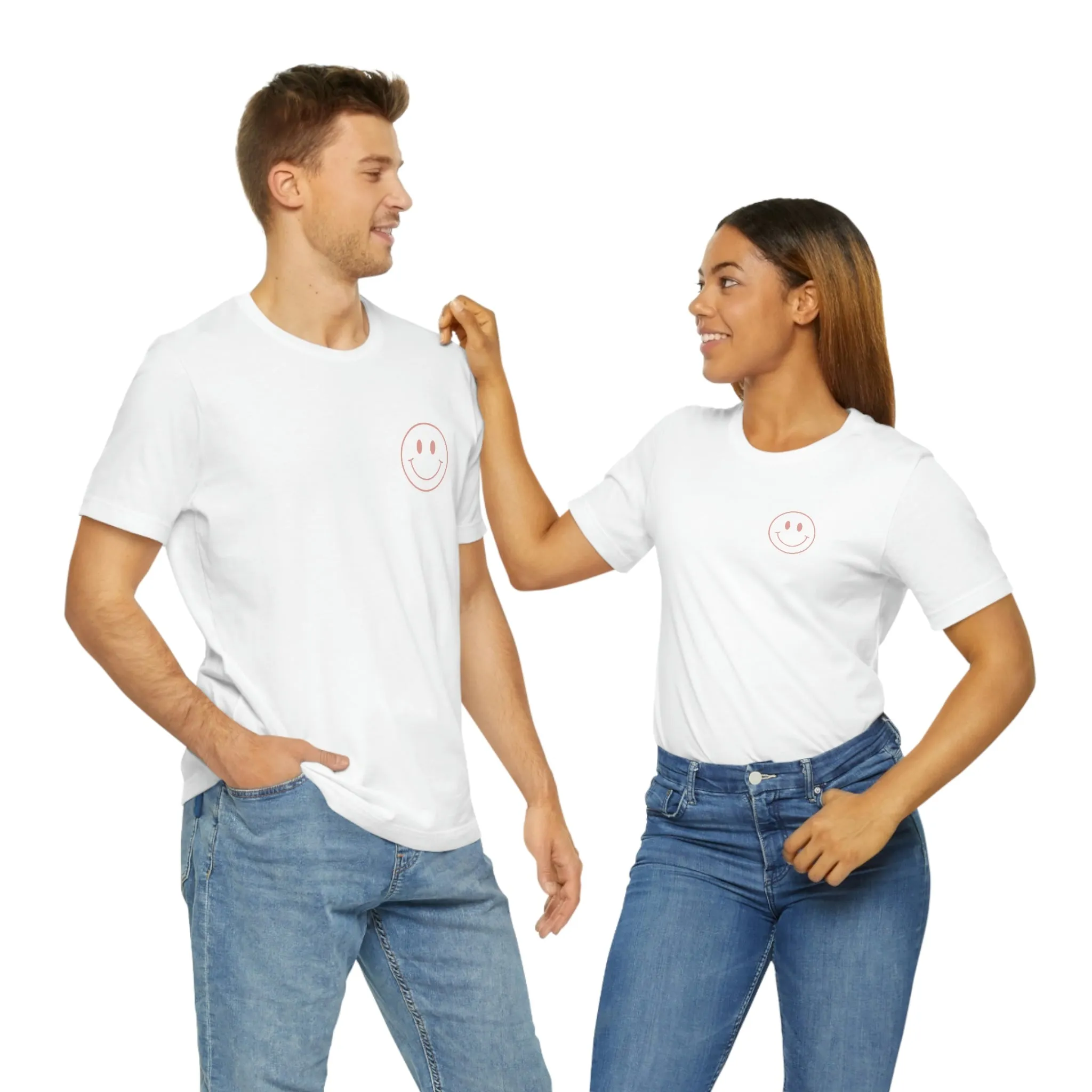 Inspirational Shirt Do what makes you happy Bella Canvas 3001 Unisex Jersey Short Sleeve Tee Front and back