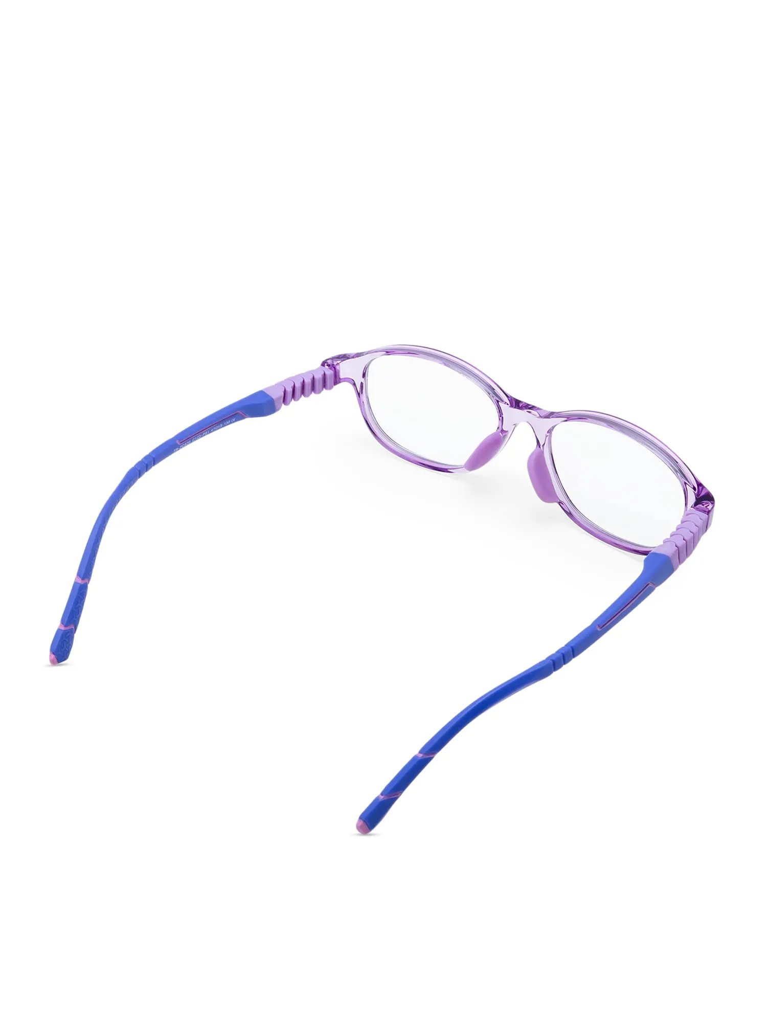 Intellilens Oval Kids Computer Glasses for Eye Protection with Lens Cleaner Solution for Spectacles| Zero Power, Anti Glare & Blue Light Filter Glasses | (Purple) (47-15-130)