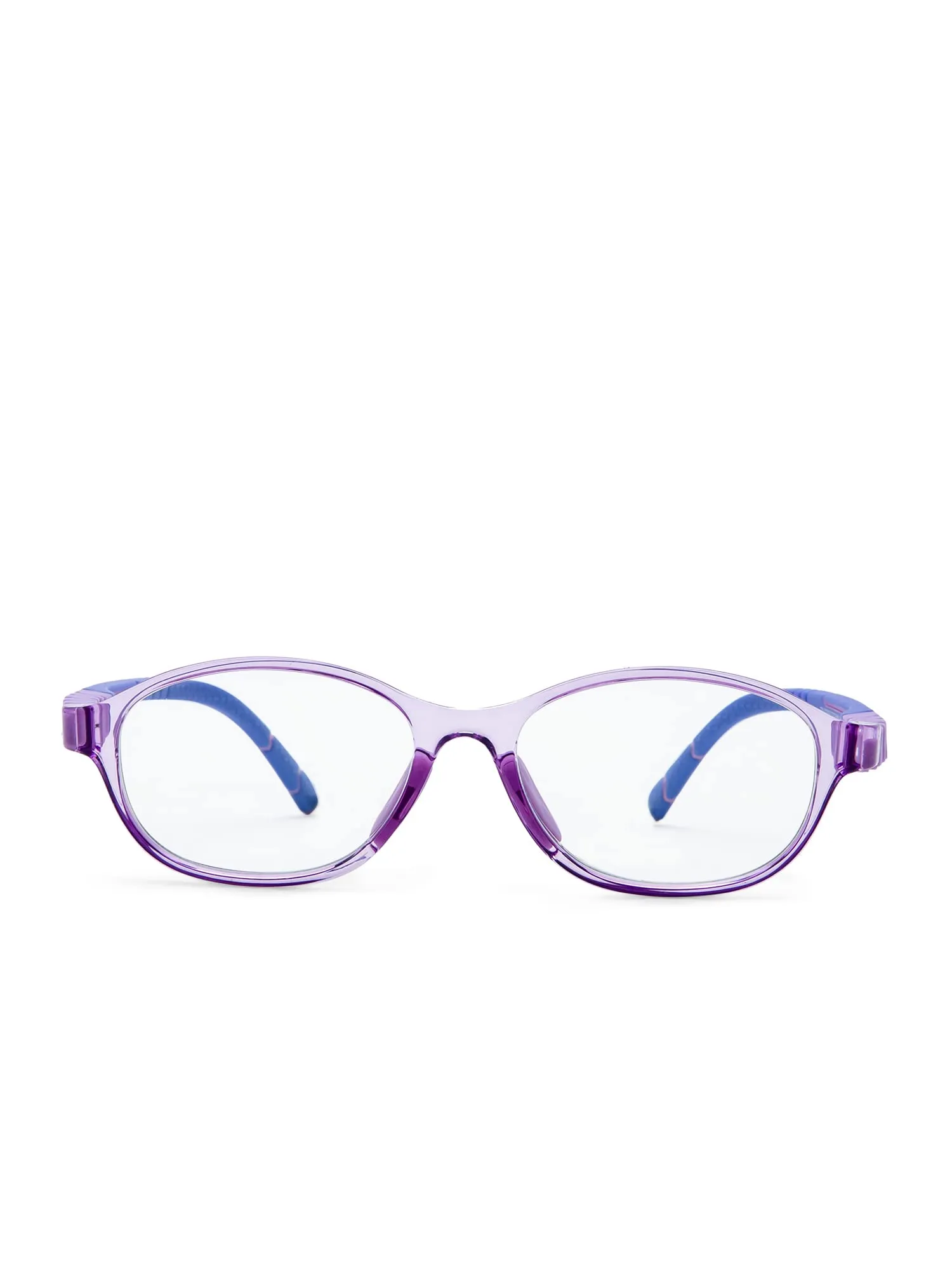 Intellilens Oval Kids Computer Glasses for Eye Protection with Lens Cleaner Solution for Spectacles| Zero Power, Anti Glare & Blue Light Filter Glasses | (Purple) (47-15-130)