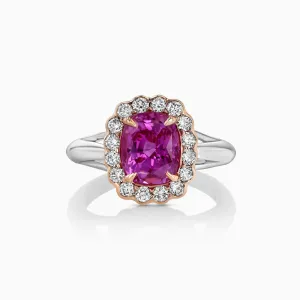 Intense Pink Sapphire & Diamonds Gold Ring