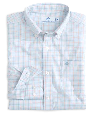 Intercoastal Falls Park Plaid Long Sleeve Sport Shirt - Clearwater Blue