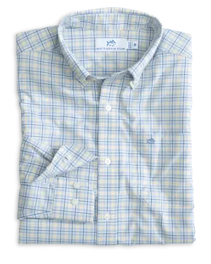 Intercoastal Falls Park Plaid Long Sleeve Sport Shirt - Coronet Blue