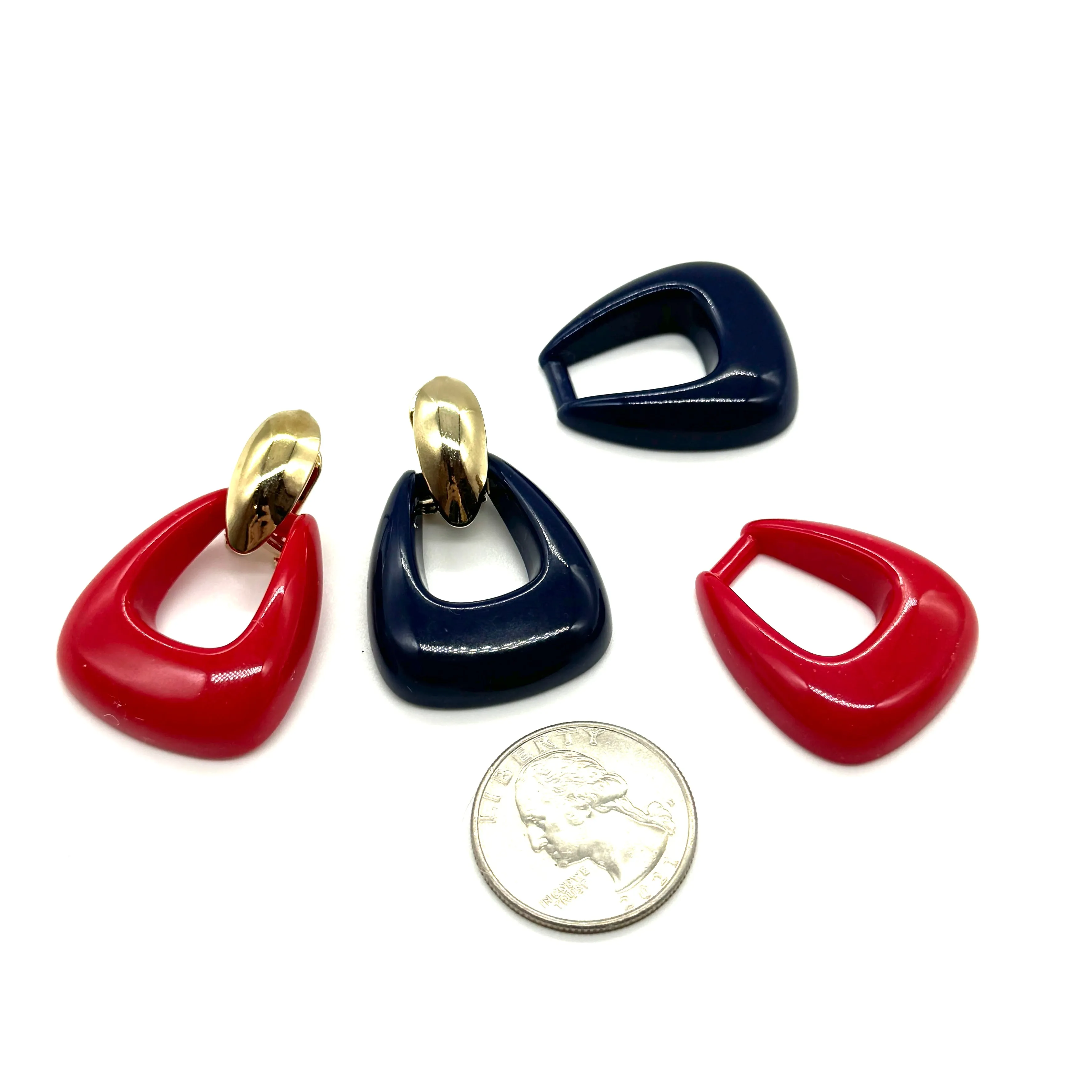 Intermix Navy & Red Pyramid KJL Earrings