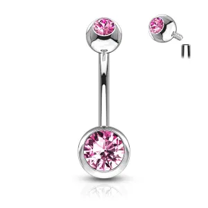 Internally Threaded Barbell Navel Ring Pink