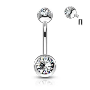 Internally Threaded Belly Ring - Clear