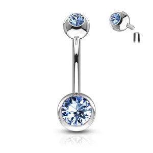 Internally Threaded Belly Ring - Lt Blue