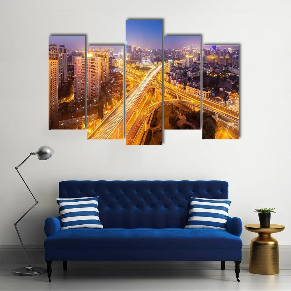 Intersection Of Two Viaducts  Shanghai Canvas Wall Art