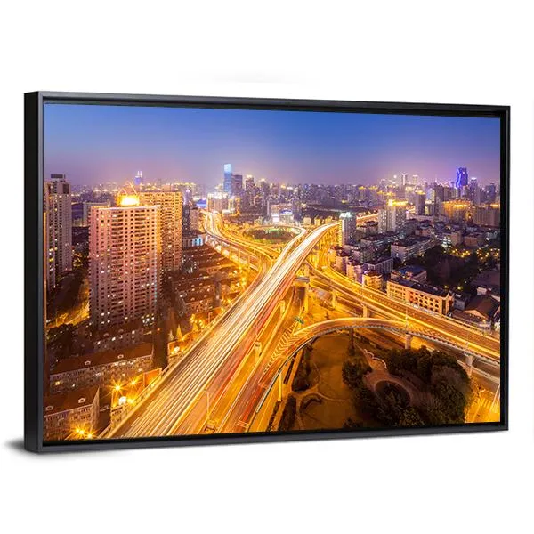 Intersection Of Two Viaducts  Shanghai Canvas Wall Art