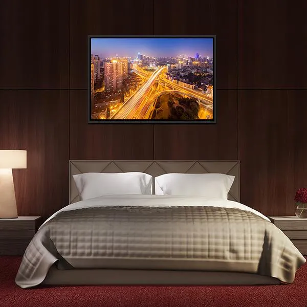 Intersection Of Two Viaducts  Shanghai Canvas Wall Art