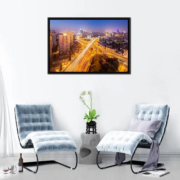 Intersection Of Two Viaducts  Shanghai Canvas Wall Art