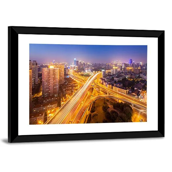 Intersection Of Two Viaducts  Shanghai Canvas Wall Art