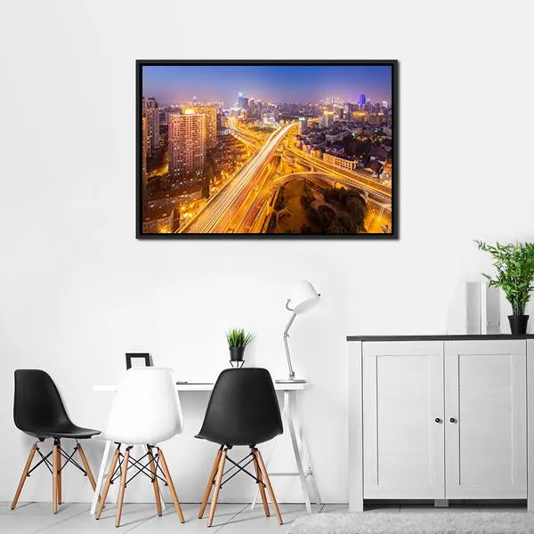 Intersection Of Two Viaducts  Shanghai Canvas Wall Art