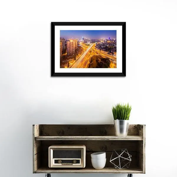 Intersection Of Two Viaducts  Shanghai Canvas Wall Art