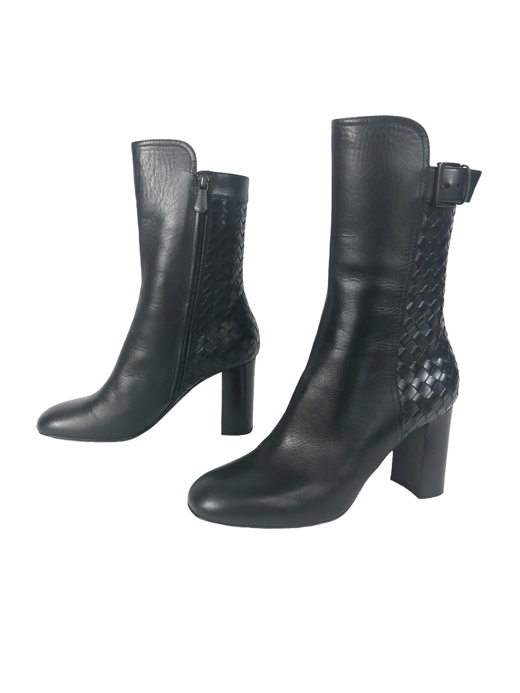 Intrecciato Leather Boots | Size US 8 - IT 38