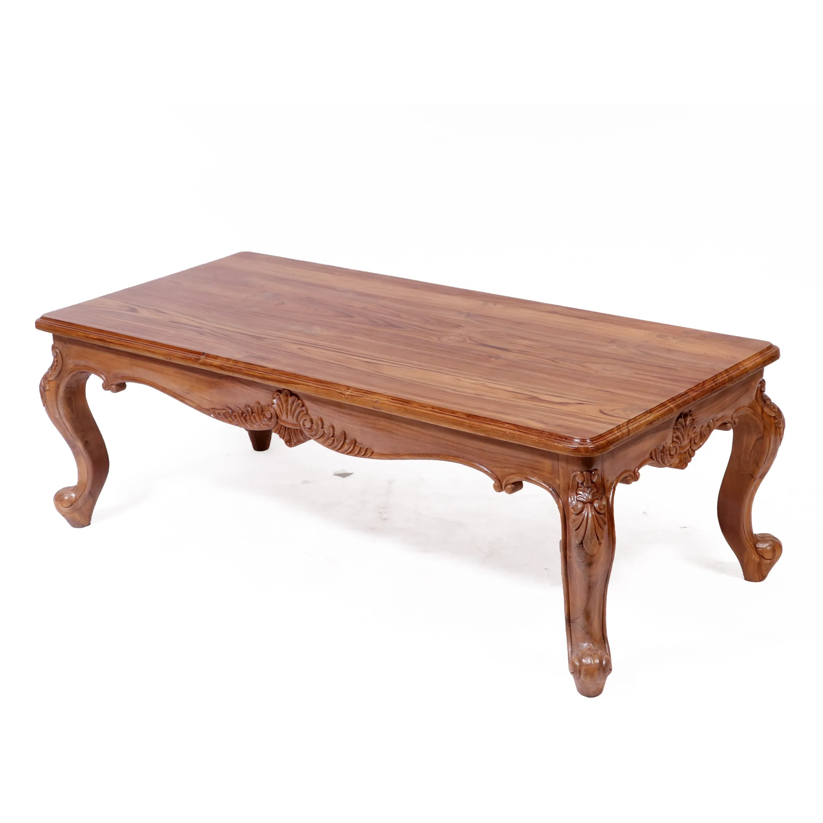 Intricate carved french royal teak center table