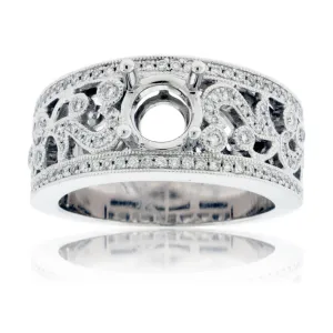 Intricate Design Semi Mount Diamond Ring