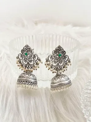 Intricate Designed Oxidized Jhumka