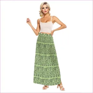 Intricate Womens Side Split Skirt - Green