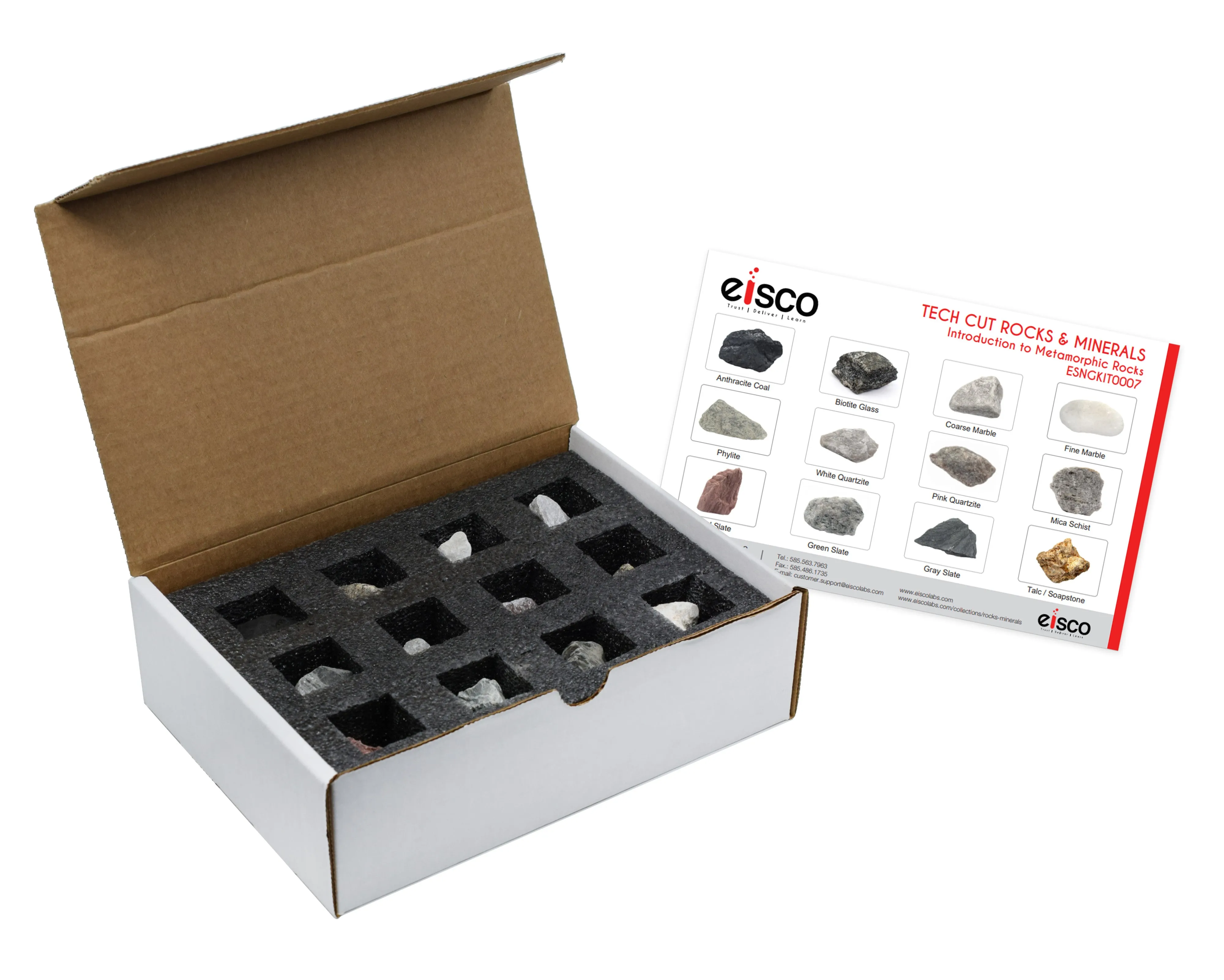 Introduction to Metamorphic Rocks  Kit, 12 Specimens - Includes Storage Box and Identification Card