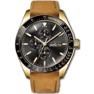 Invicta Men's Aviator Quartz Multifunction Brown Leather Band Watch