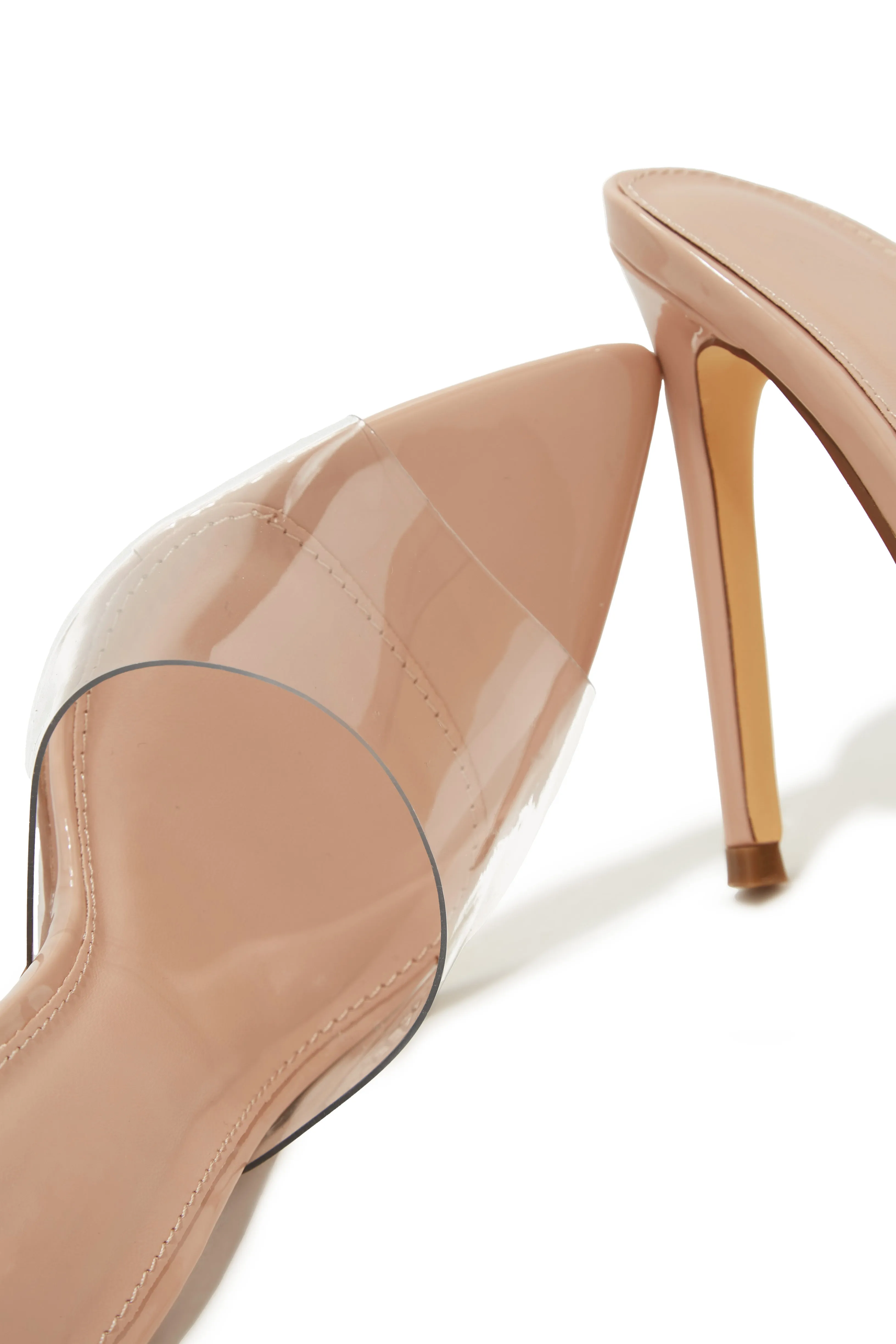 Ionic Clear Strap High Heel Mules - Nude