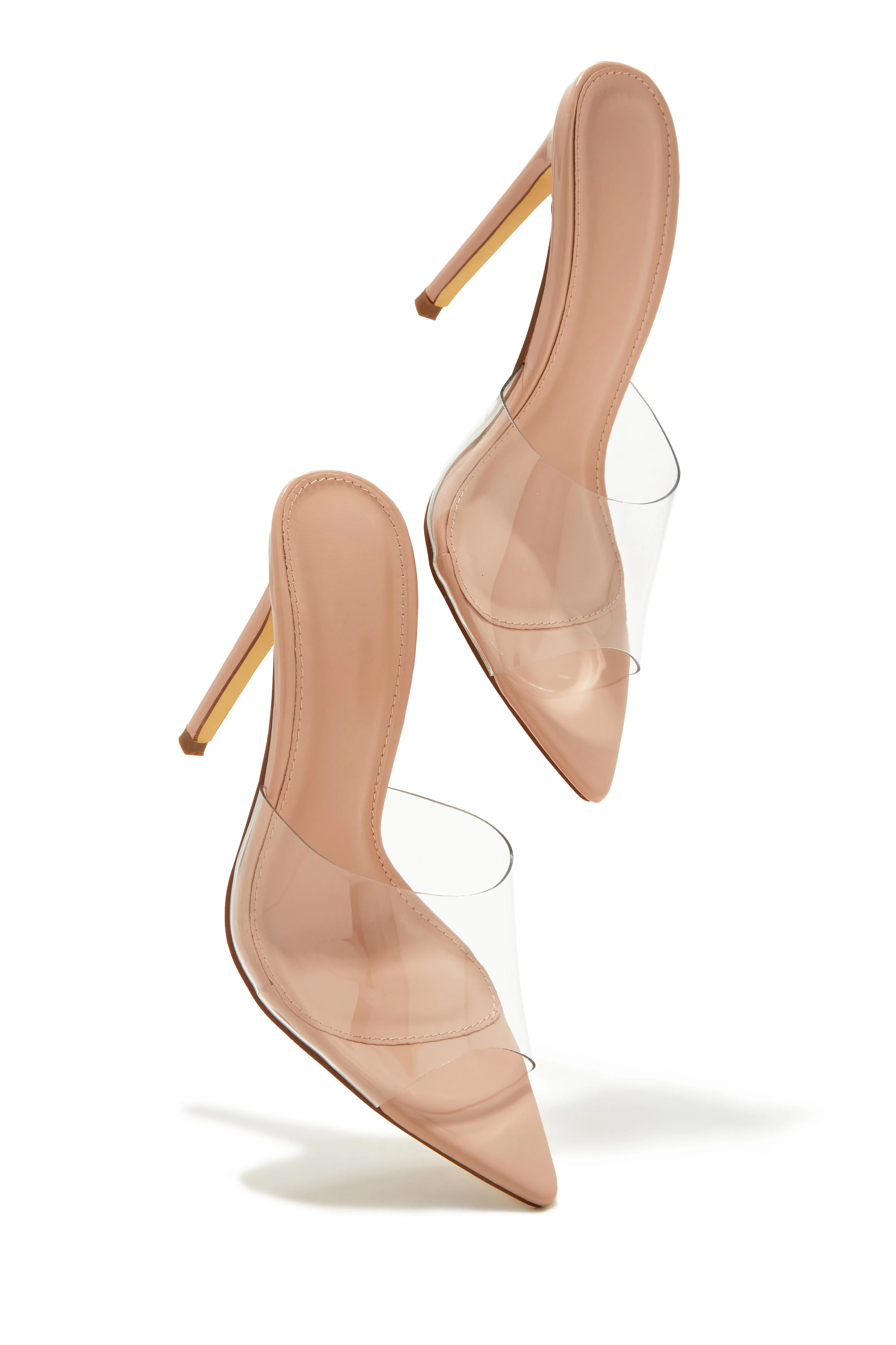 Ionic Clear Strap High Heel Mules - Nude