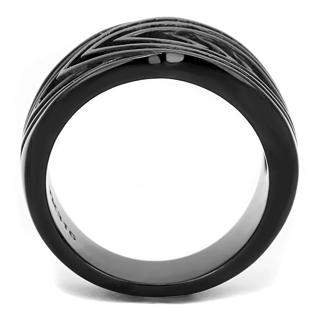 IP Black(Ion Plating) Stainless Steel Ring with No Stone for Women Style TK3060