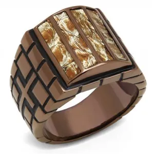 IP Coffee light Stainless Steel Ring with Leather in Multi Color for Women Style TK3077