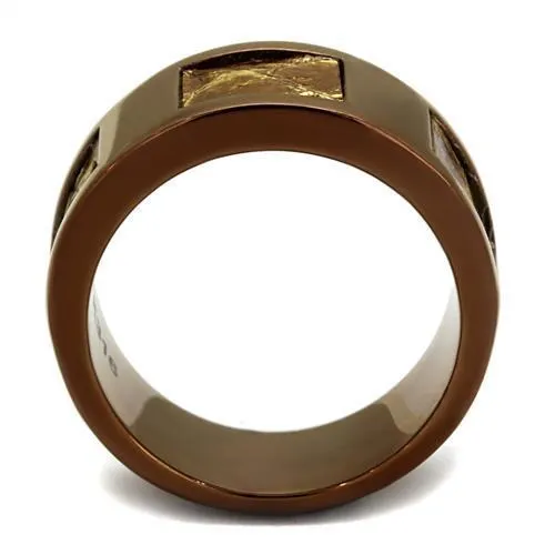 IP Coffee light Stainless Steel Ring with No Stone for Women Style TK2702