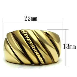 IP Gold(Ion Plating) Brass Ring with Epoxy in Jet for Women Style GL289