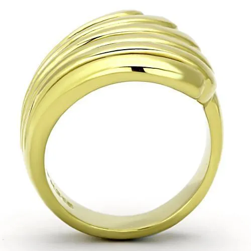 IP Gold(Ion Plating) Stainless Steel Ring with No Stone for Women Style TK1028