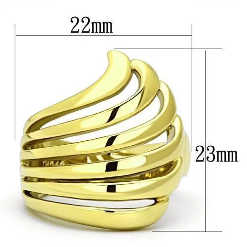 IP Gold(Ion Plating) Stainless Steel Ring with No Stone for Women Style TK1028