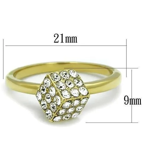 IP Gold(Ion Plating) Stainless Steel Ring with Top Grade Crystal in Clear for Women Style TK1725