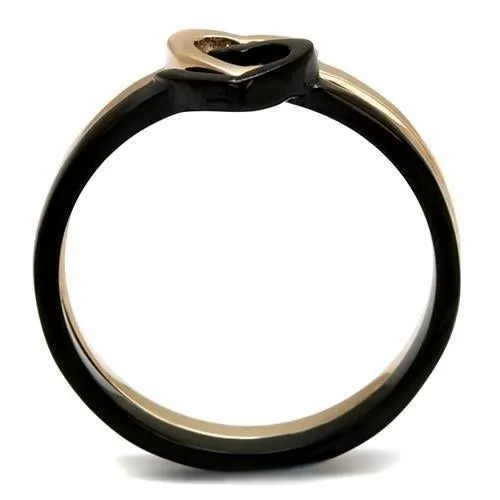 IP Rose Gold  IP Black (Ion Plating) Stainless Steel Ring with No Stone for Women Style TK2650