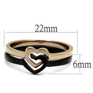 IP Rose Gold  IP Black (Ion Plating) Stainless Steel Ring with No Stone for Women Style TK2650