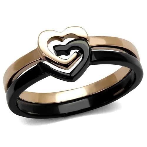 IP Rose Gold  IP Black (Ion Plating) Stainless Steel Ring with No Stone for Women Style TK2650