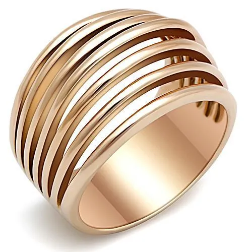 IP Rose Gold(Ion Plating) Stainless Steel Ring with No Stone for Women Style TK1414