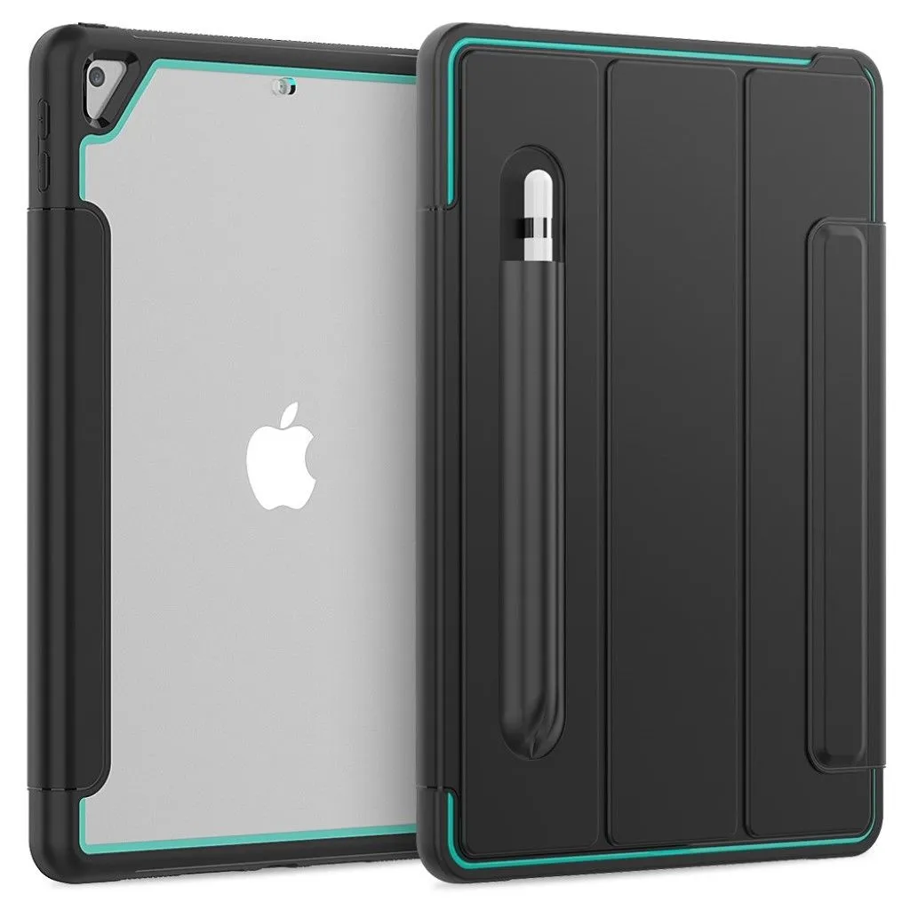 iPad 10.2 (2019) elegant tri-fold case - Black / Baby Blue